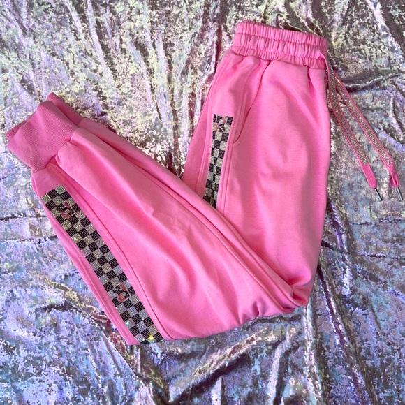 Sparkly Bling Y2K Aesthetic Pink Barbie-Core Pants - Picture 2 of 3
